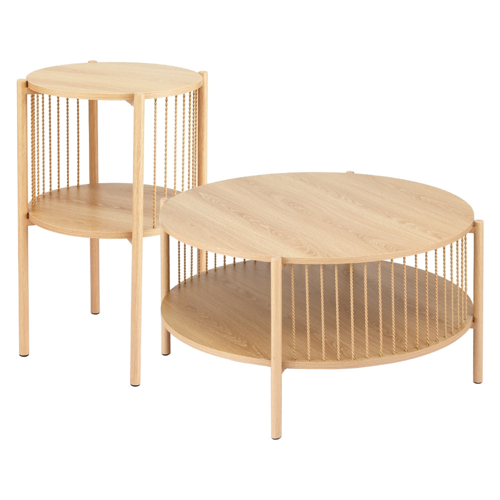 Coffee Table 2-Tier Round Wood