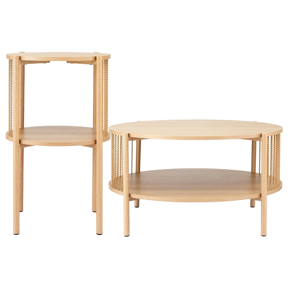 Coffee Table 2-Tier Round Wood
