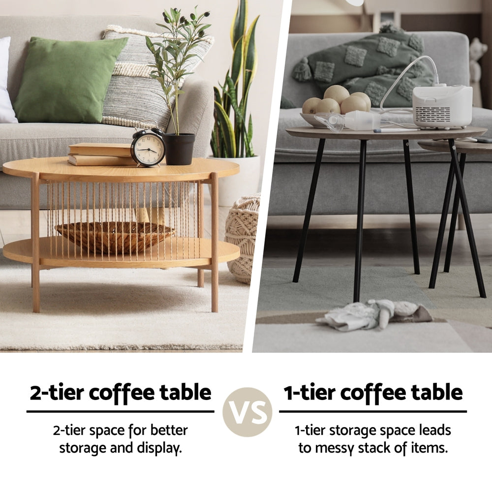 Coffee Table 2-Tier Round Wood