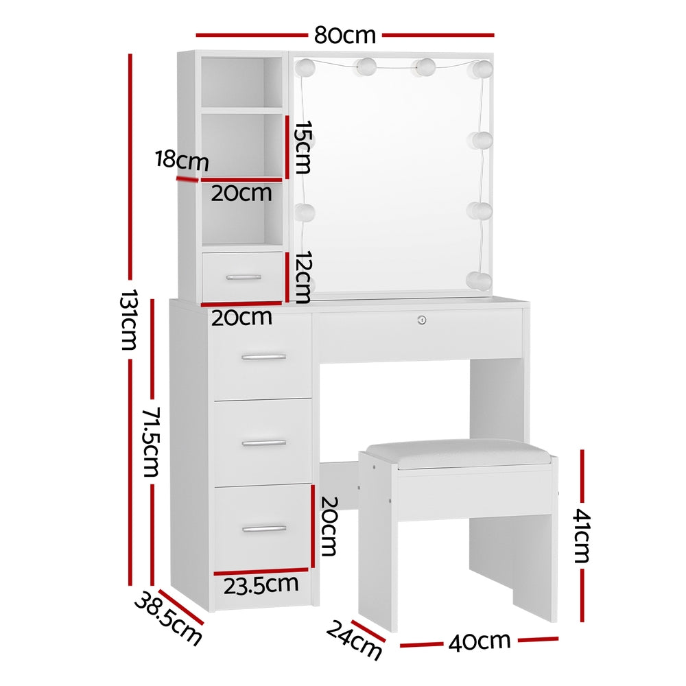 Dressing Table Set Stool 10 Led Bulbs White Dylan Fast shipping On sale