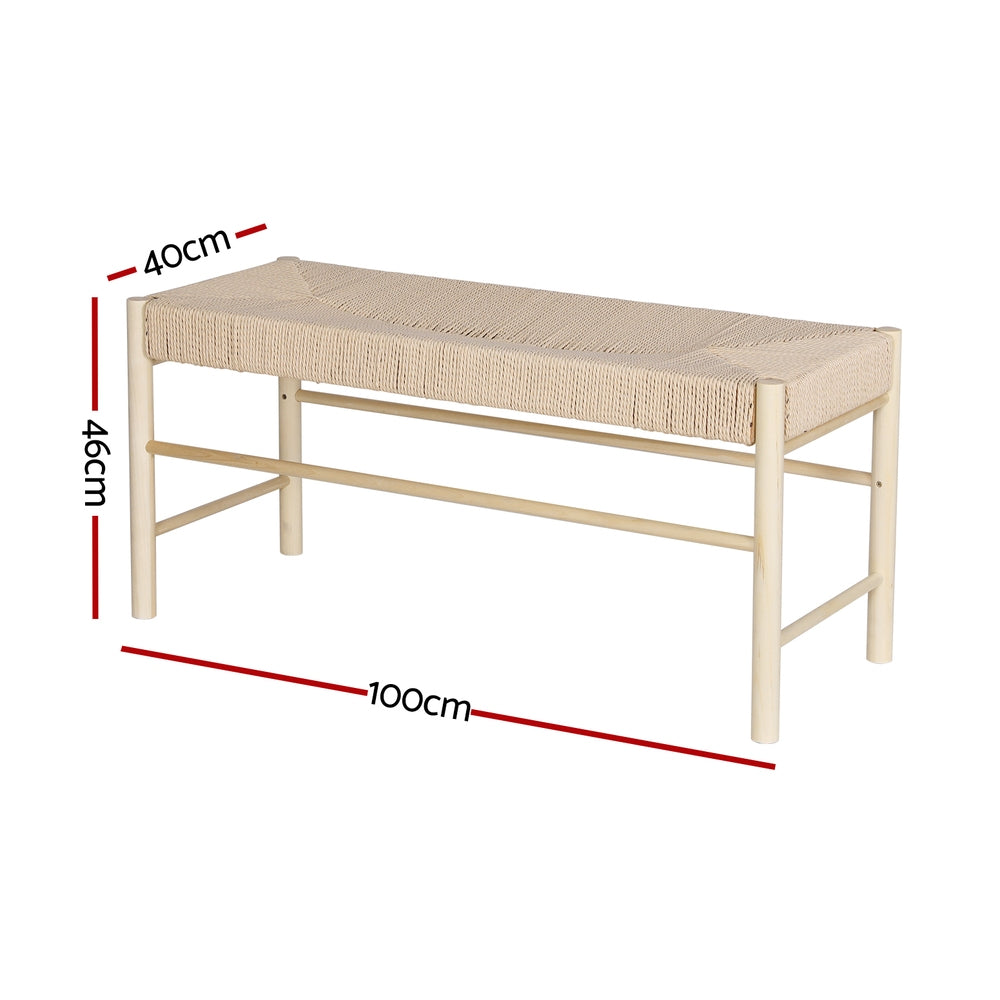 Dining Bench Paper Rope Seat Wooden Chair 100cm Fast shipping On sale