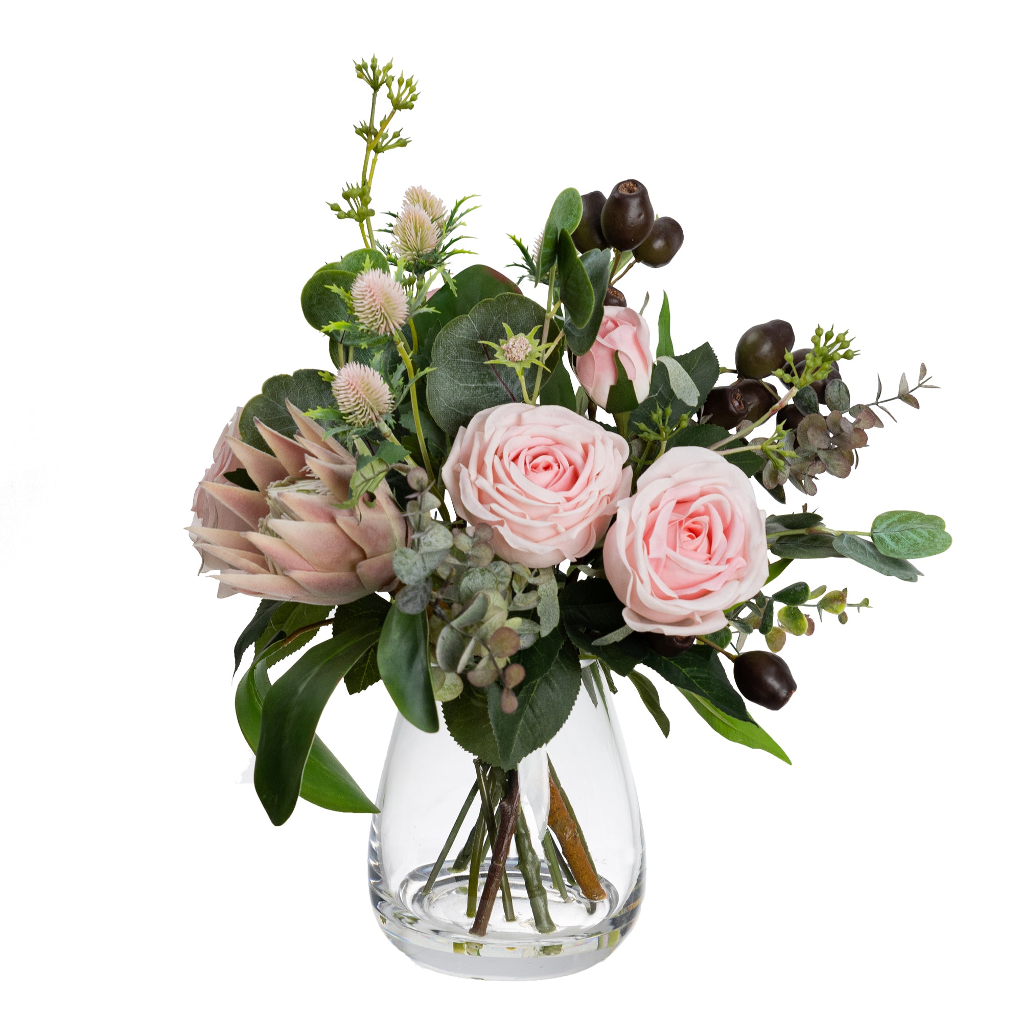 Pink Native Artificial Fake Plant Decorative 40cm Arrangement In Glass Fast shipping On sale