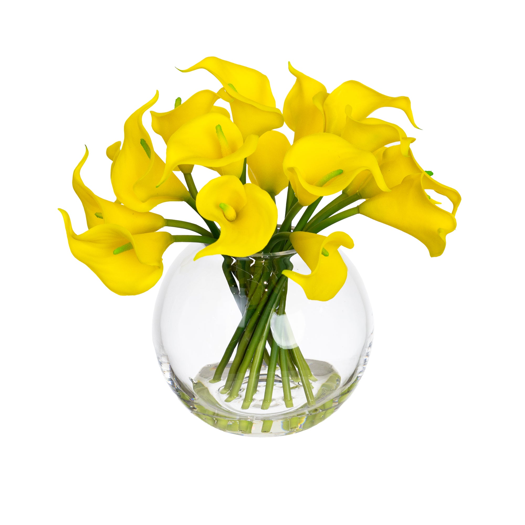 Real Touch Yellow Calla Lily 27cm Artificial Faux Plant Flower Decorative In Fishbowl Vase Fast shipping On sale