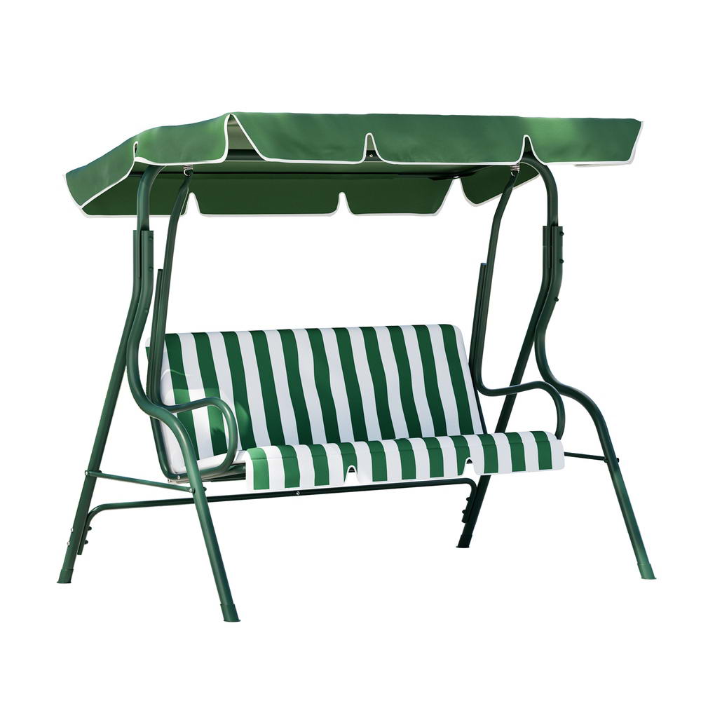 Outdoor Swing Chair Garden Bench Furniture Canopy 3 Seater White Green Fast shipping On sale