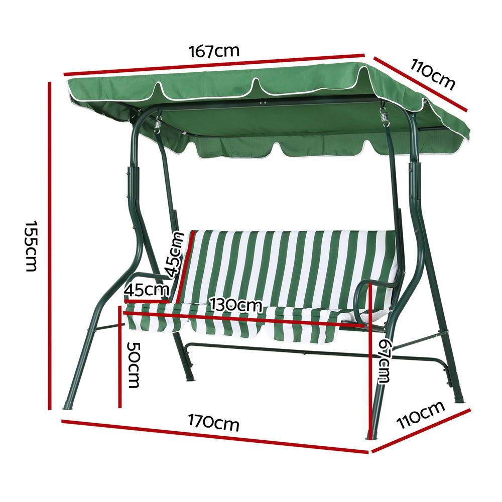 Outdoor Swing Chair Garden Bench Furniture Canopy 3 Seater White Green Fast shipping On sale