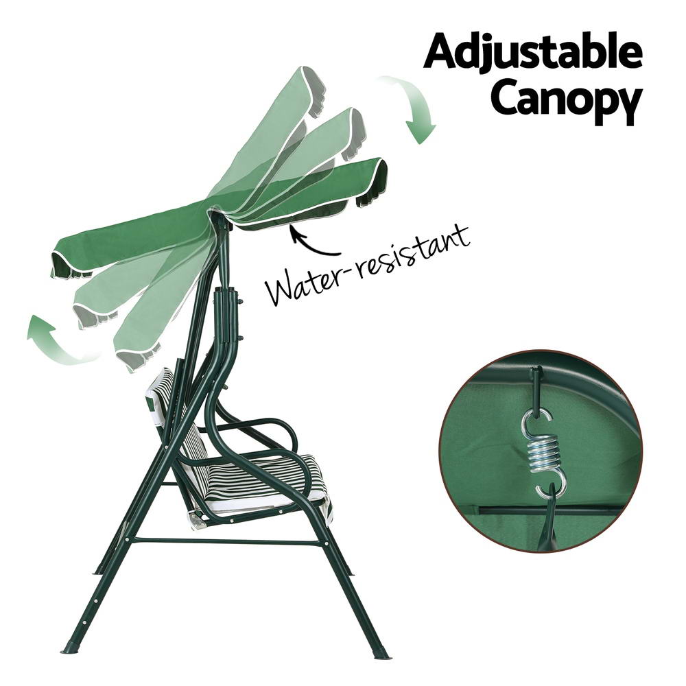 Outdoor Swing Chair Garden Bench Furniture Canopy 3 Seater White Green Fast shipping On sale