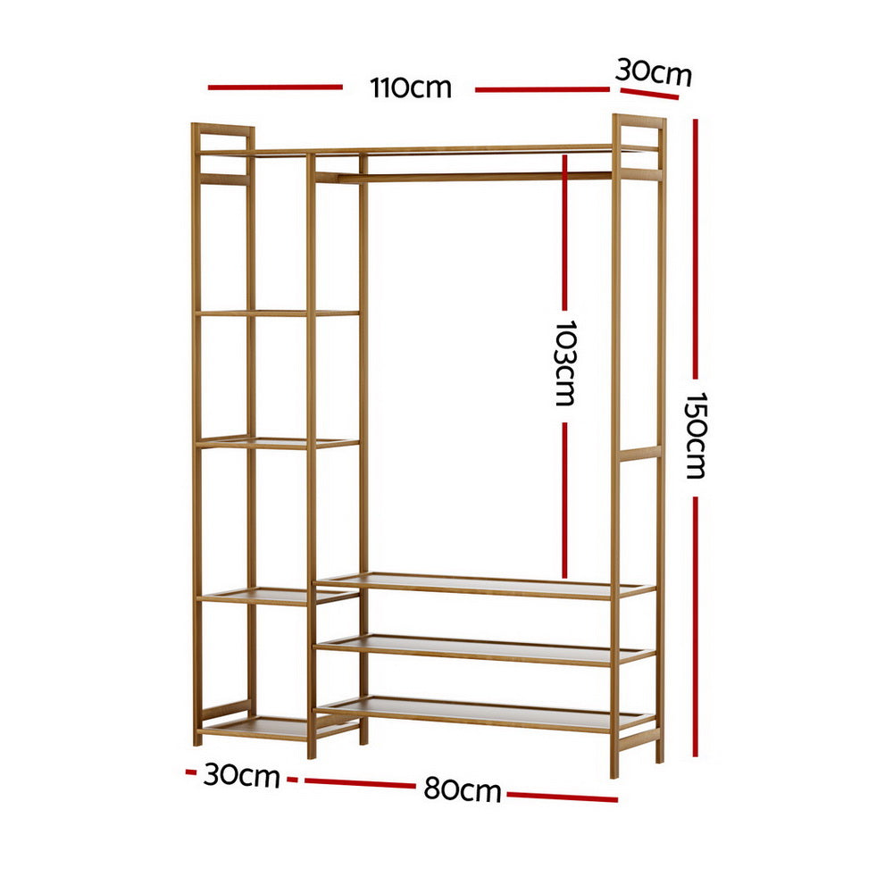 Clothes Rack Coat Stand 8 Shelves Bamboo Fast shipping On sale