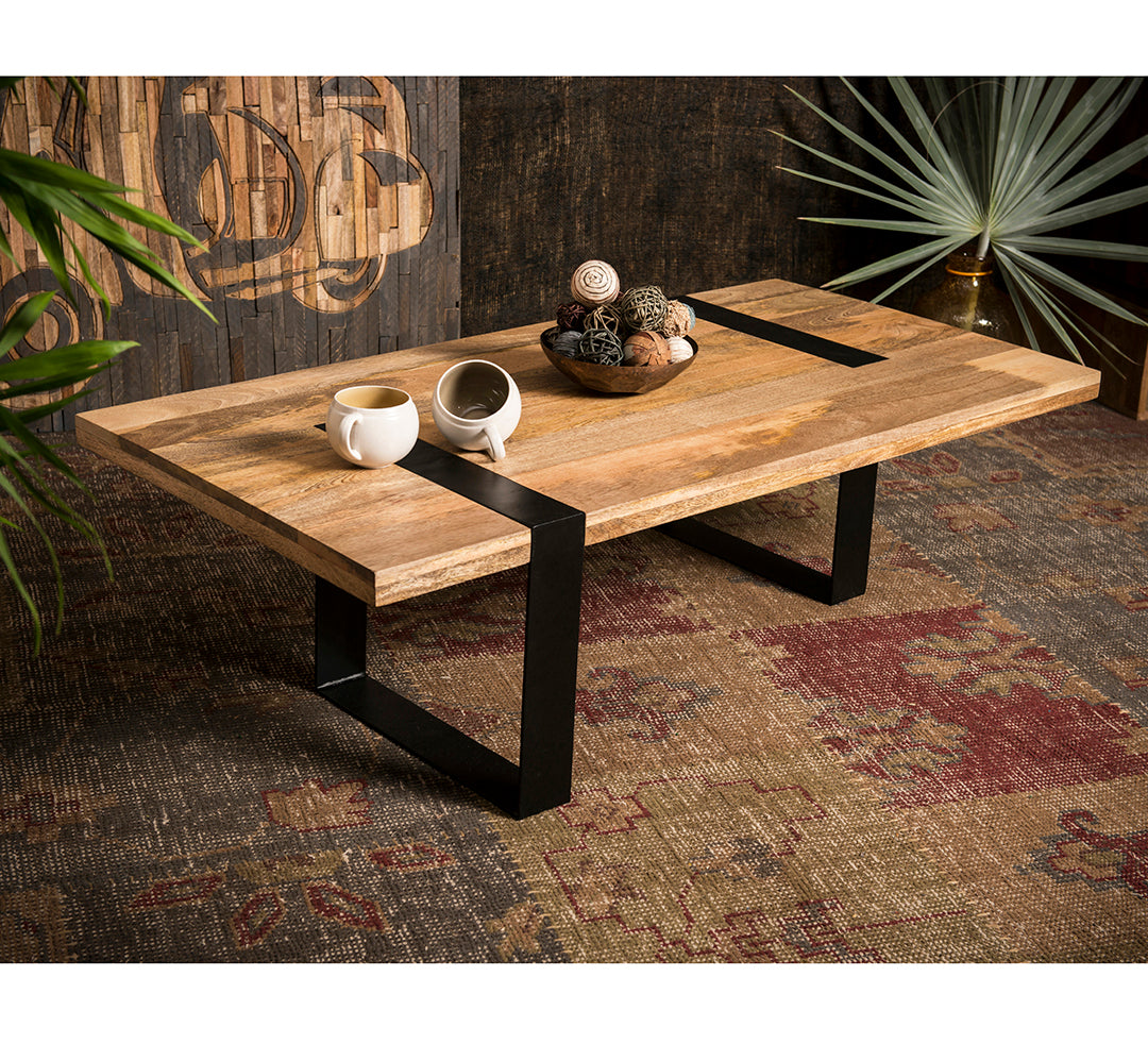 Aline Reclaimed Hardwood Rectangular Coffee Table - Natural Fast shipping On sale