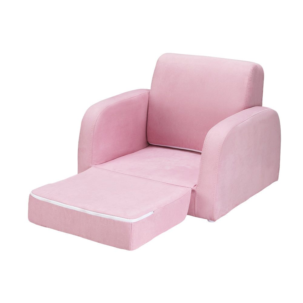 Kids Sofa 2 Seater Children Flip Open Couch Lounger Armchair Soft Pink Furniture Fast shipping On sale