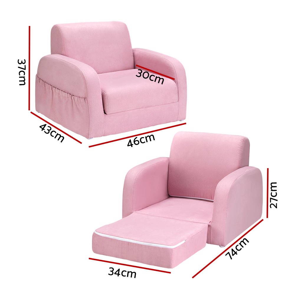 Kids Sofa 2 Seater Children Flip Open Couch Lounger Armchair Soft Pink Furniture Fast shipping On sale