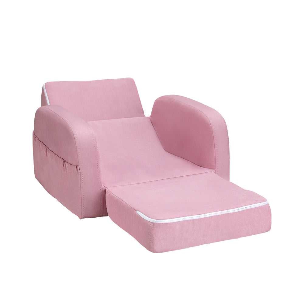 Kids Sofa 2 Seater Children Flip Open Couch Lounger Armchair Soft Pink Furniture Fast shipping On sale