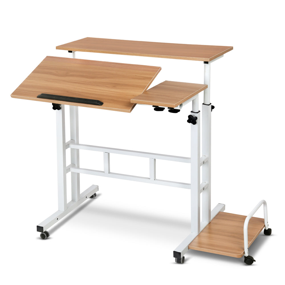 Twin Laptop Table Desk - Light Wood
