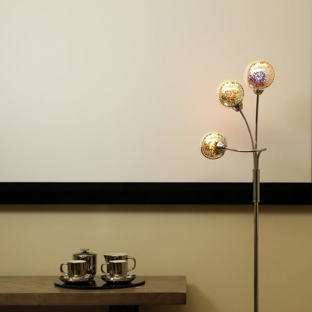 Clara 3-Sphere Lights Glass Shade Metal Floor Lamp Light Chrome Fast shipping On sale