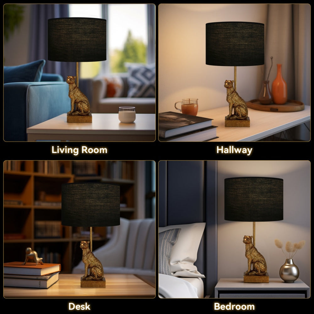 Cheetah Sitting Modern Elegant Table Lamp Desk Light - Copper & Navy Fast shipping On sale