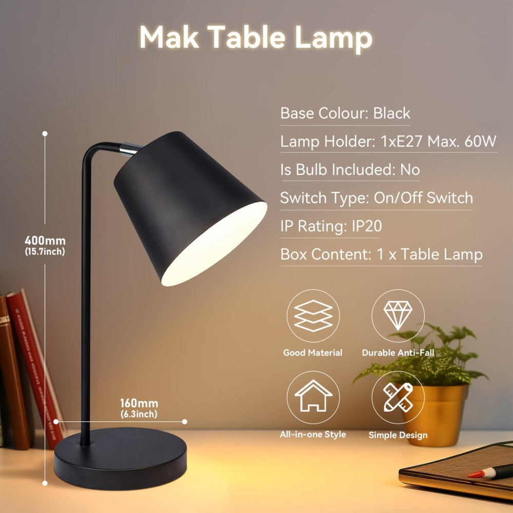 Celes Metal Table Desk Lamp Adjustable Shade - Black Fast shipping On sale