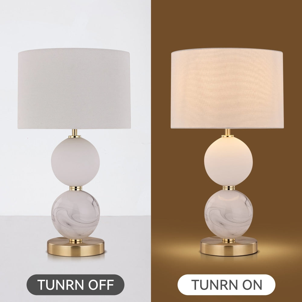 Angie Modern Fabric Shade Orbs Design Metal Table Lamp Light Brass Fast shipping On sale