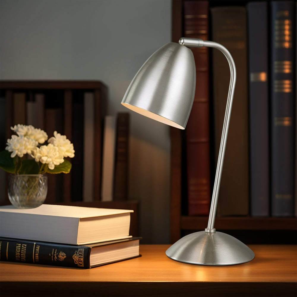 Ambi View Antique Accent Touch Table Office Desk Lamp Light Metal Shade - Satin Chrome Fast shipping On sale