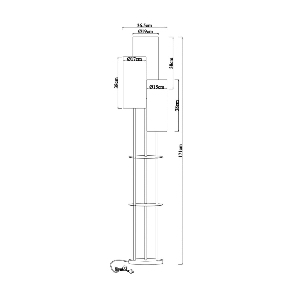 Ellis Trio Cluster Modern Metal 3-Light Floor Lamp Fabric Shade - Satin Nickel Fast shipping On sale