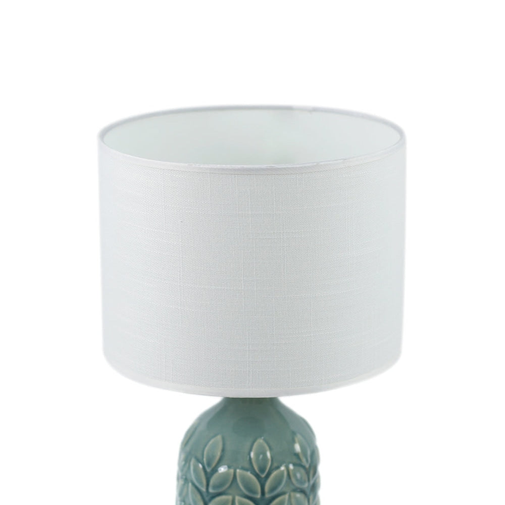 Benya Contemporary Patterned Ceramic Table Lamp Light Linen Drum Shade - Blue Fast shipping On sale