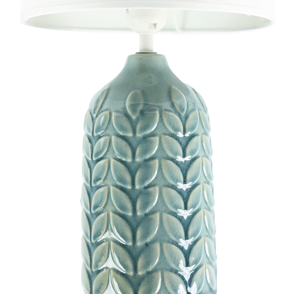 Benya Contemporary Patterned Ceramic Table Lamp Light Linen Drum Shade - Blue Fast shipping On sale