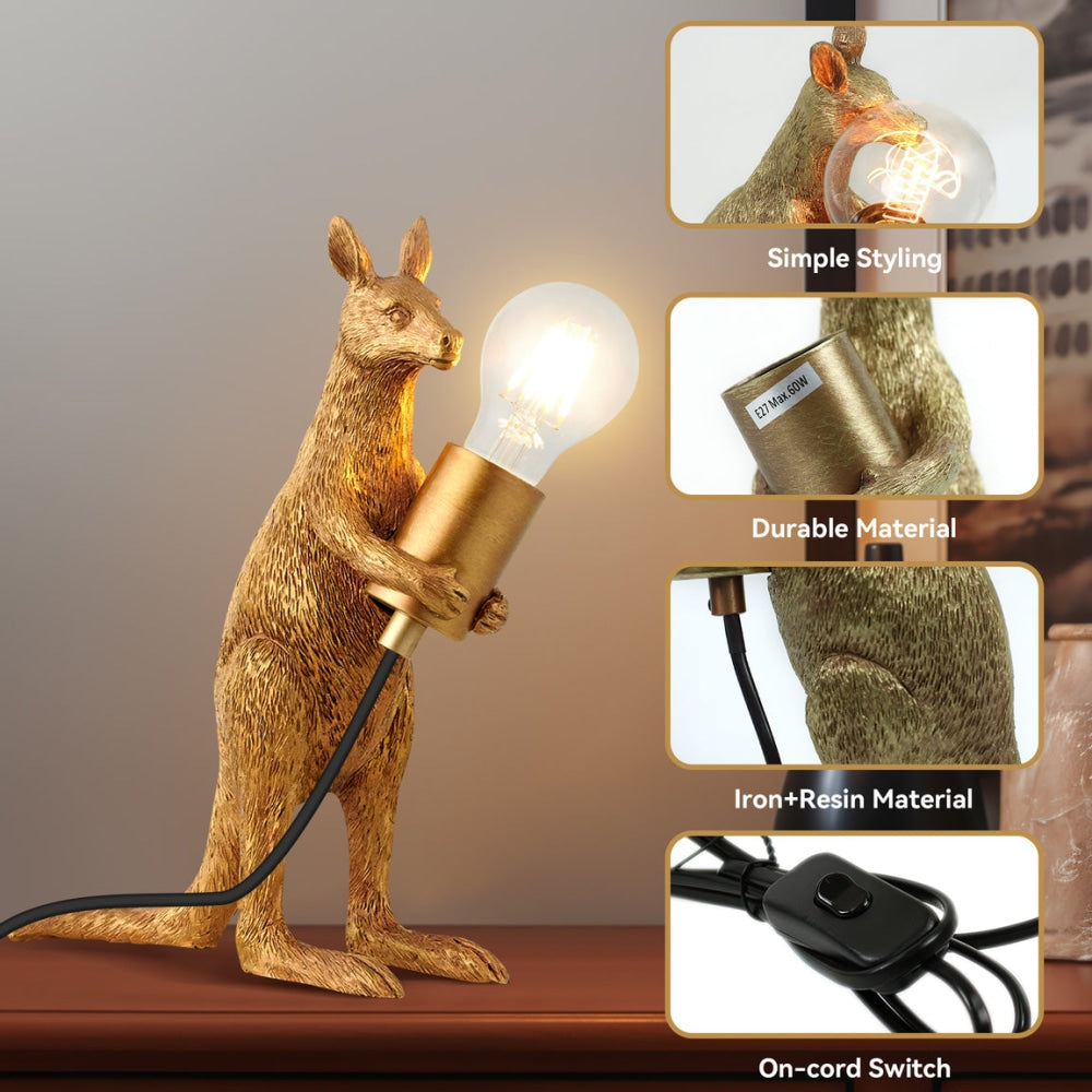 Eleanor Standing Kangaroo Decorative Accent Single Bulb Table Lamp Light - Gold Fast shipping On sale