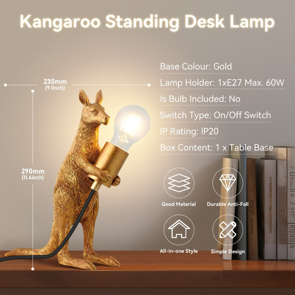 Eleanor Standing Kangaroo Decorative Accent Single Bulb Table Lamp Light - Gold Fast shipping On sale