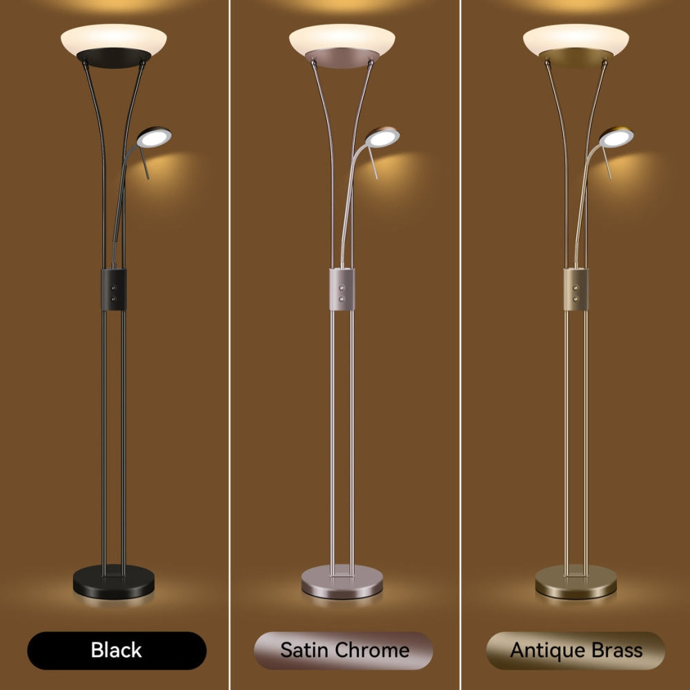 Fareeda Mother & Child LED Standing Floor Lamp Metal Base Glass Shade - Black Fast shipping On sale