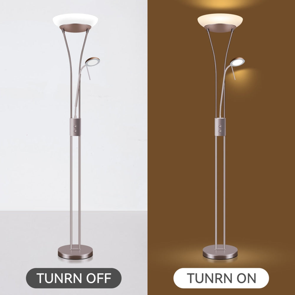 Fareeda Mother & Child LED Floor Lamp Standing Metal Base Glass Shade - Satin Chrome Fast shipping On sale