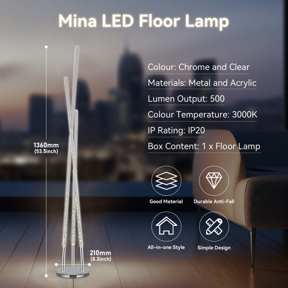 Extro LED Modern Elegant Free Standing Reading Light - Chrome Floor Lamp Fast shipping On sale