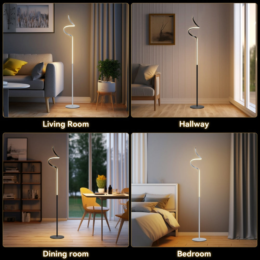 Allison LED Elegant Modern Spiral Floor Lamp Light - Chrome Fast shipping On sale