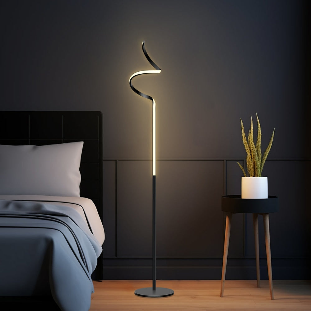 Allison LED Elegant Modern Spiral Floor Lamp Light - Black Fast shipping On sale