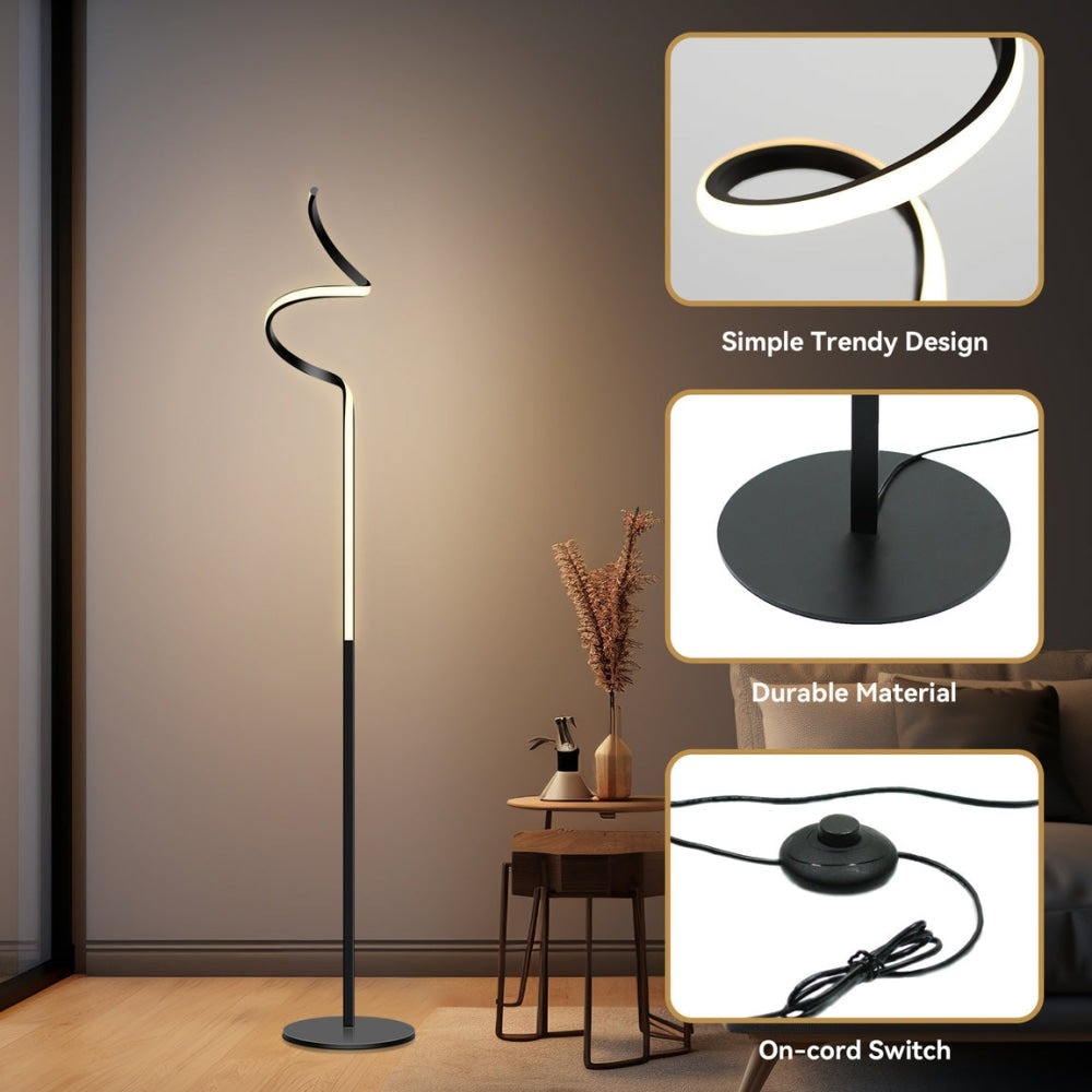 Allison LED Elegant Modern Spiral Floor Lamp Light - Chrome Fast shipping On sale