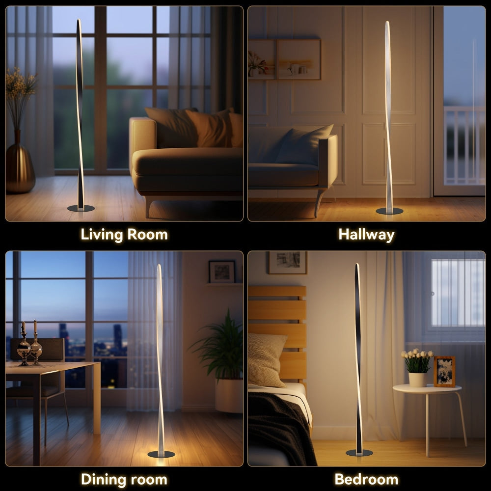 Jacqueline LED Modern Classic Twisted Floor Lamp Light - Black Fast shipping On sale