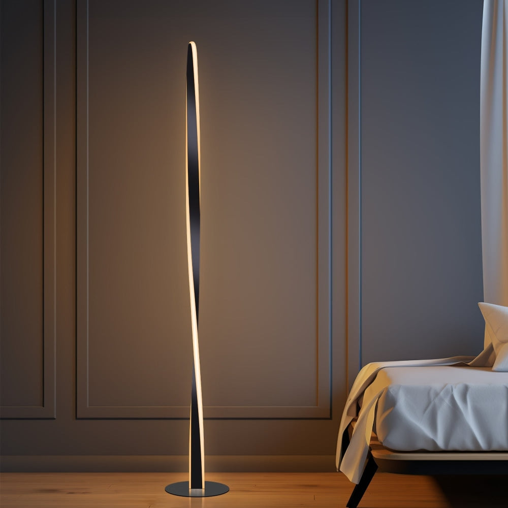 Jacqueline LED Modern Classic Twisted Floor Lamp Light - Black Fast shipping On sale