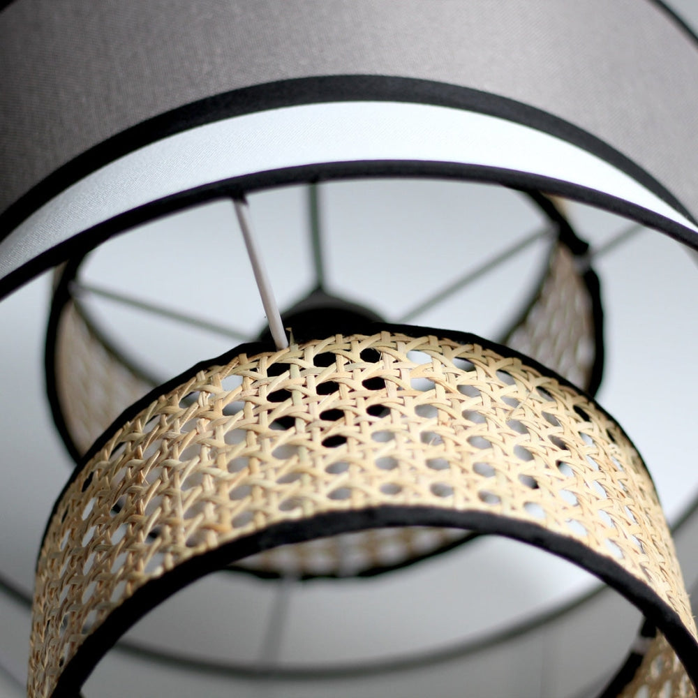 Capriccio Rattan Modern Elegant Pendant Lamp Ceiling Light - Grey & Natural Fast shipping On sale