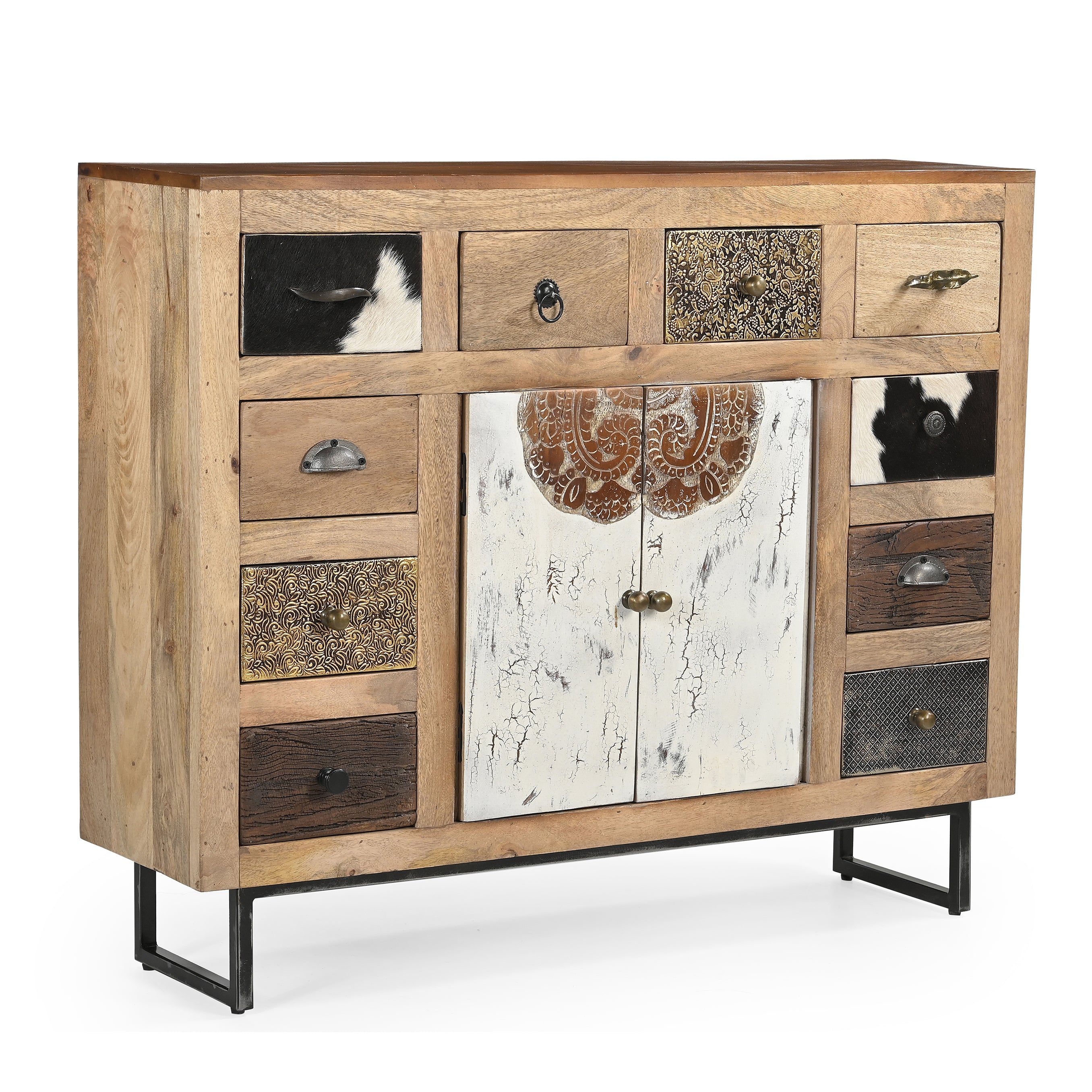 Michelle Chest of Drawers Sideboard Storage Cabinet Cowhide Patchwork & Buffet Unit Fast shipping On sale