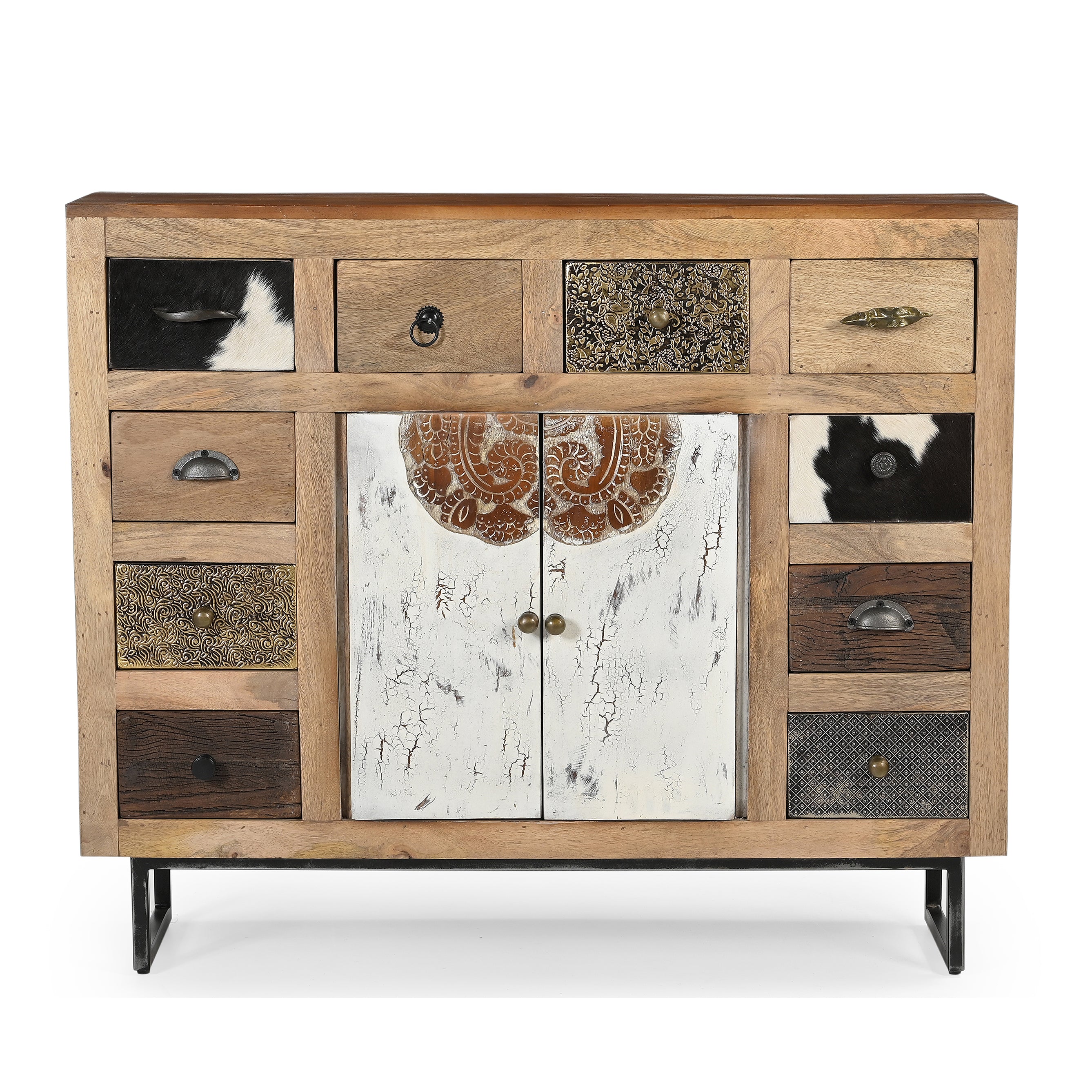 Michelle Chest of Drawers Sideboard Storage Cabinet Cowhide Patchwork & Buffet Unit Fast shipping On sale