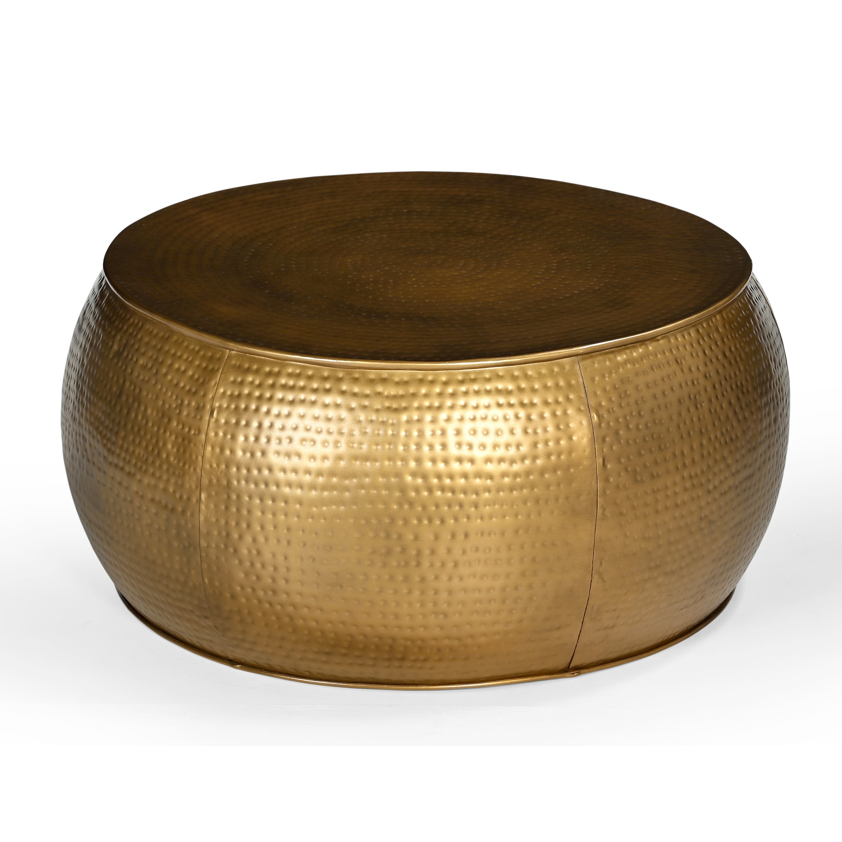 Titan Brass Hammered Look Round Metal Coffee Table 80cm Fast shipping On sale