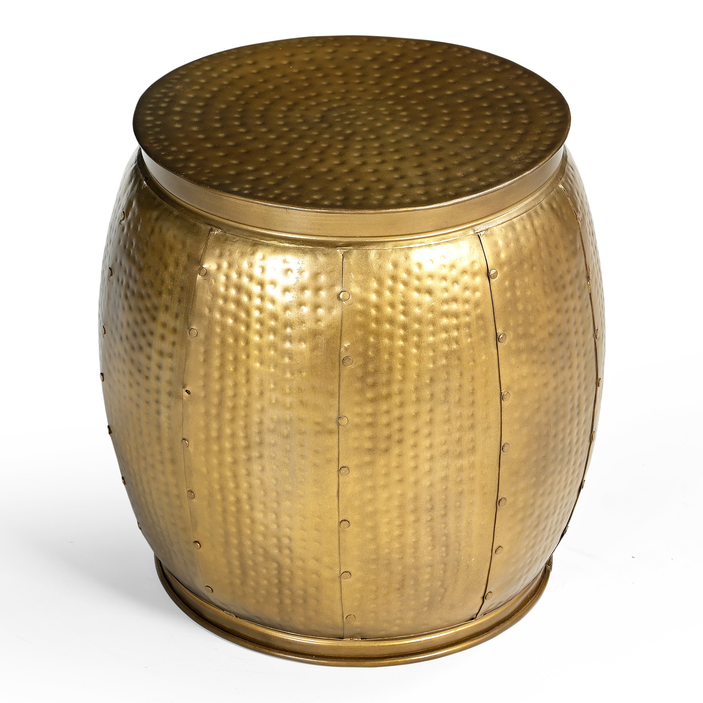 Titan Brass Hammered Look Round Metal Side Table Fast shipping On sale