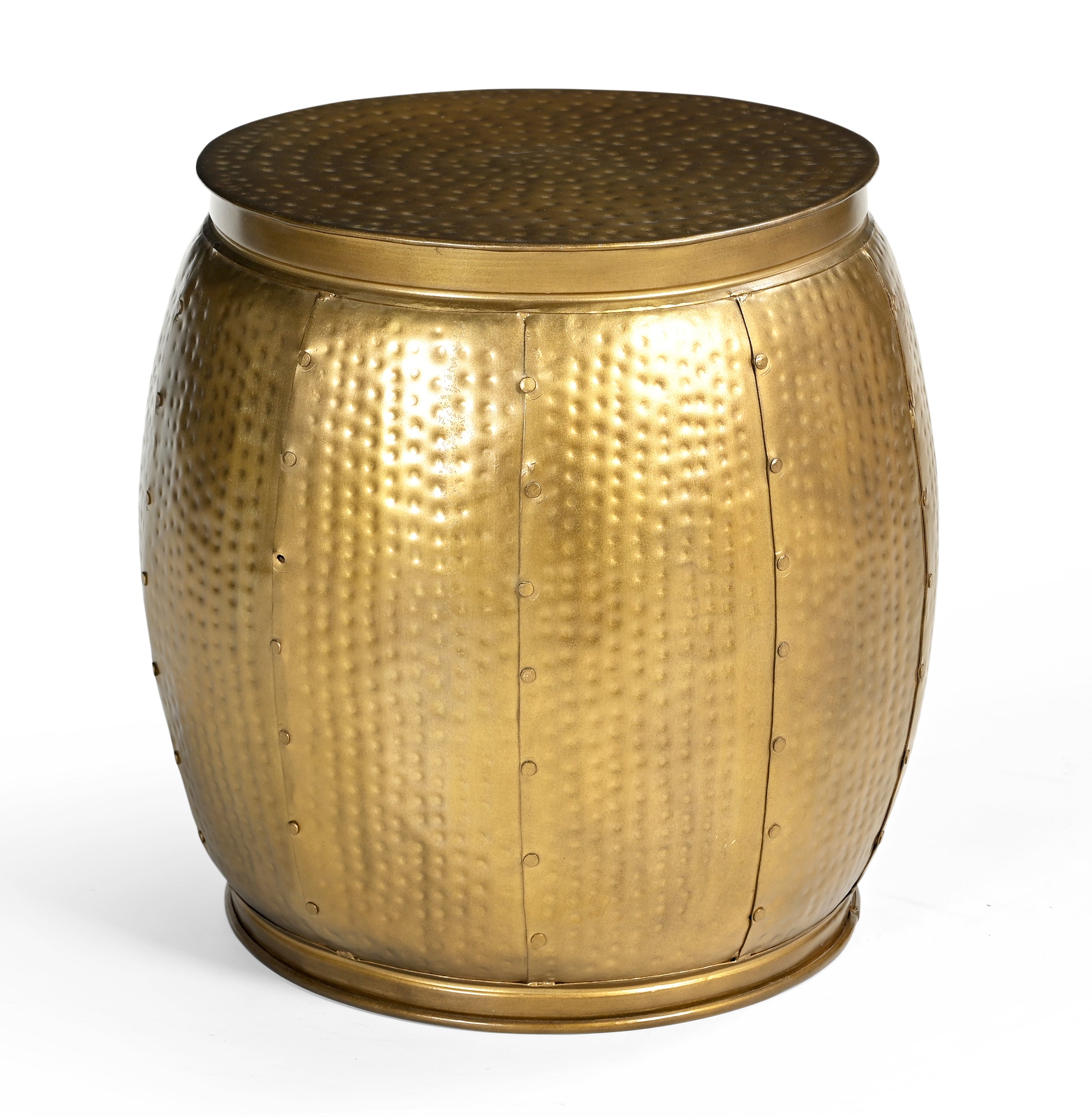 Titan Brass Hammered Look Round Metal Side Table Fast shipping On sale