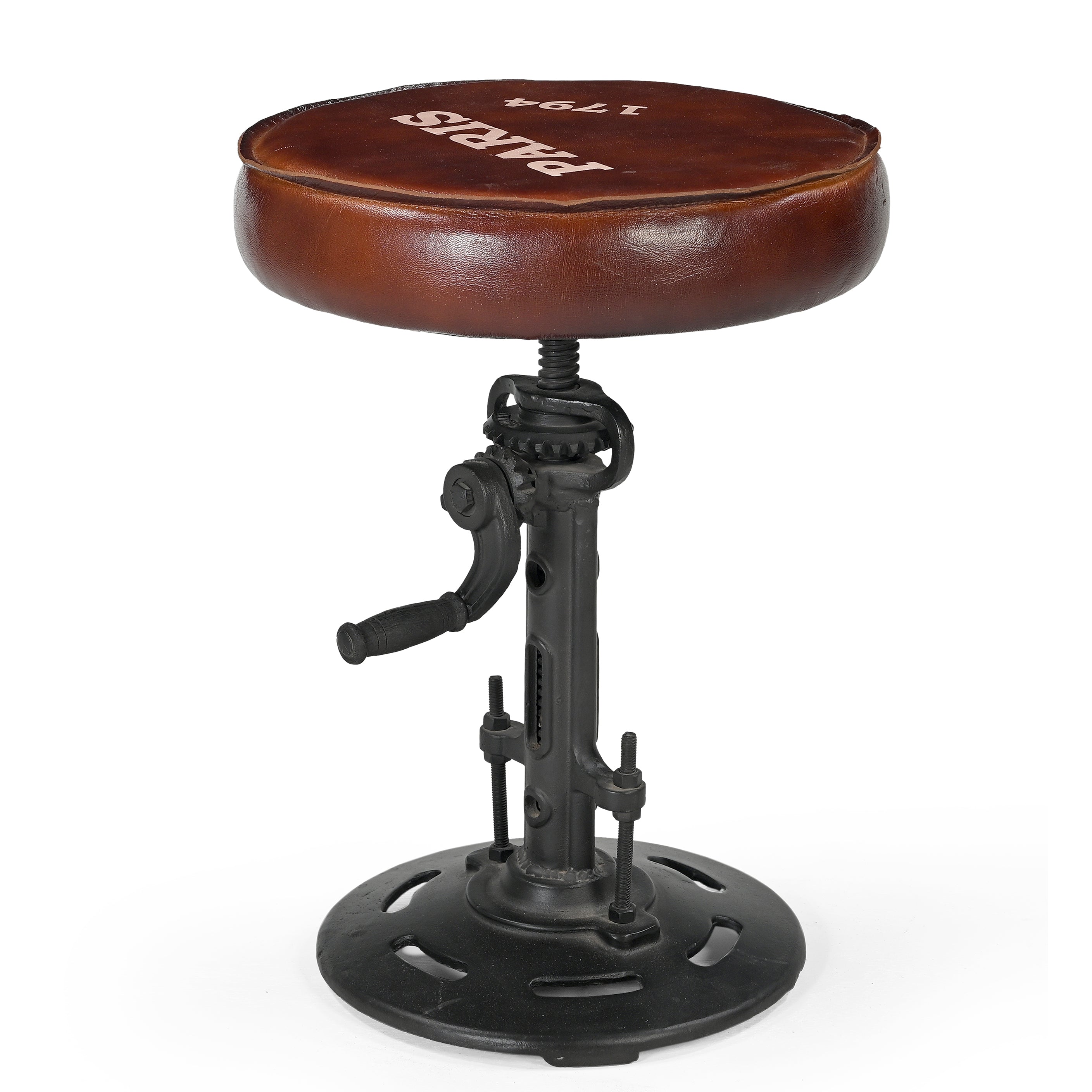 Parisian Industrial Rustic Wind-up Cast Iron Kitchen Bar Stool 38-72cm Fast shipping On sale