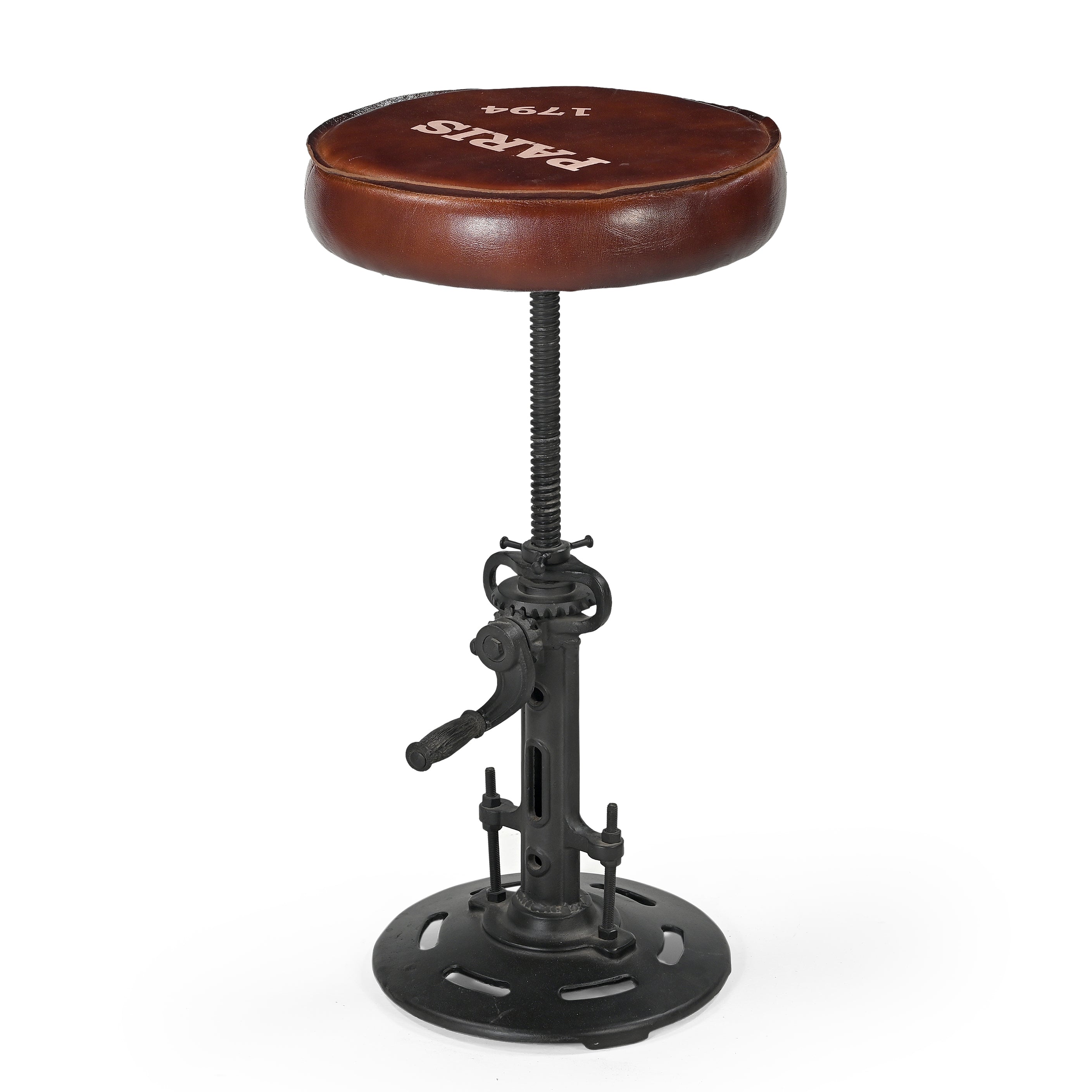 Parisian Industrial Rustic Wind-up Cast Iron Kitchen Bar Stool 38-72cm Fast shipping On sale