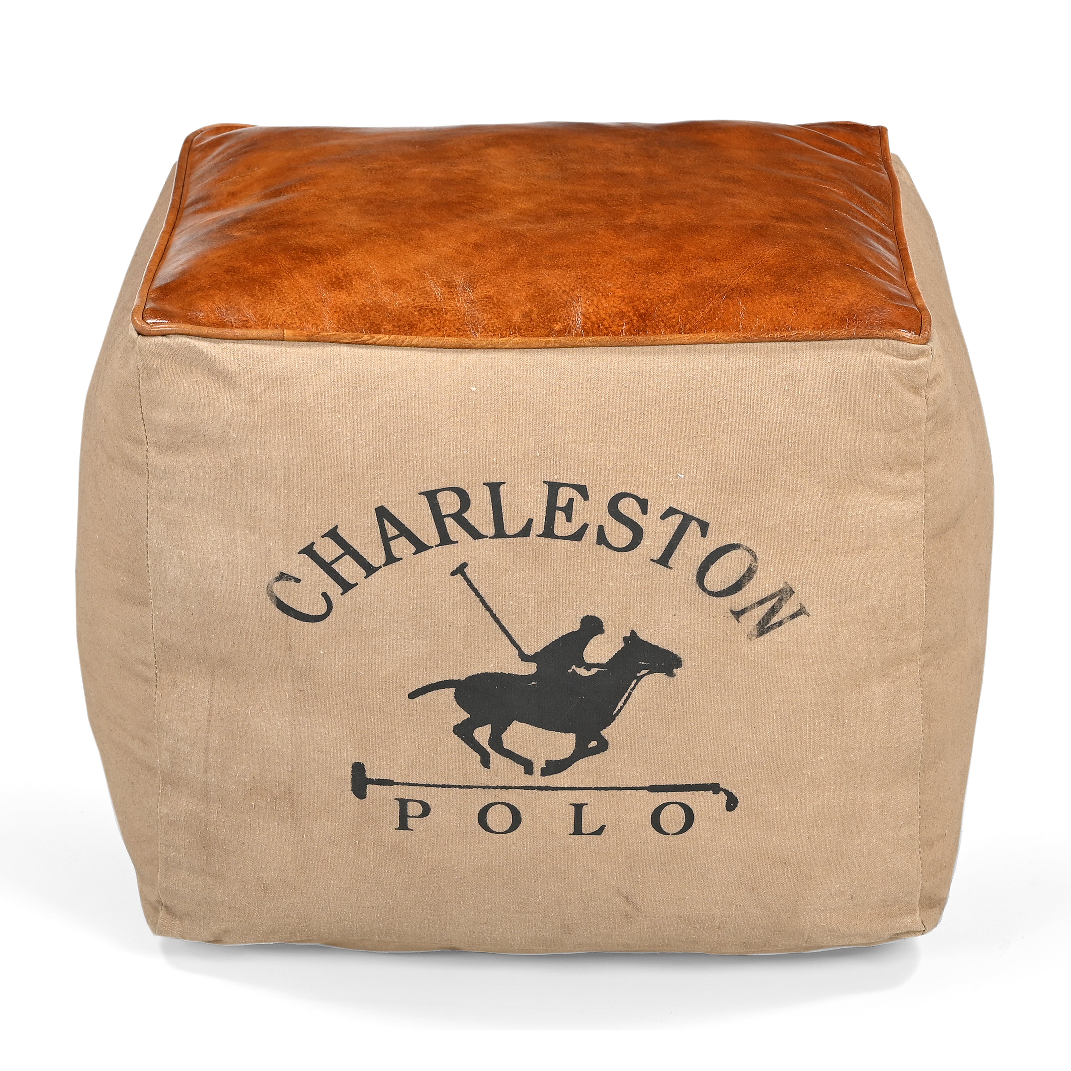 Charleston Vintage Rustic Polo Square Foot Stool Ottoman Fast shipping On sale