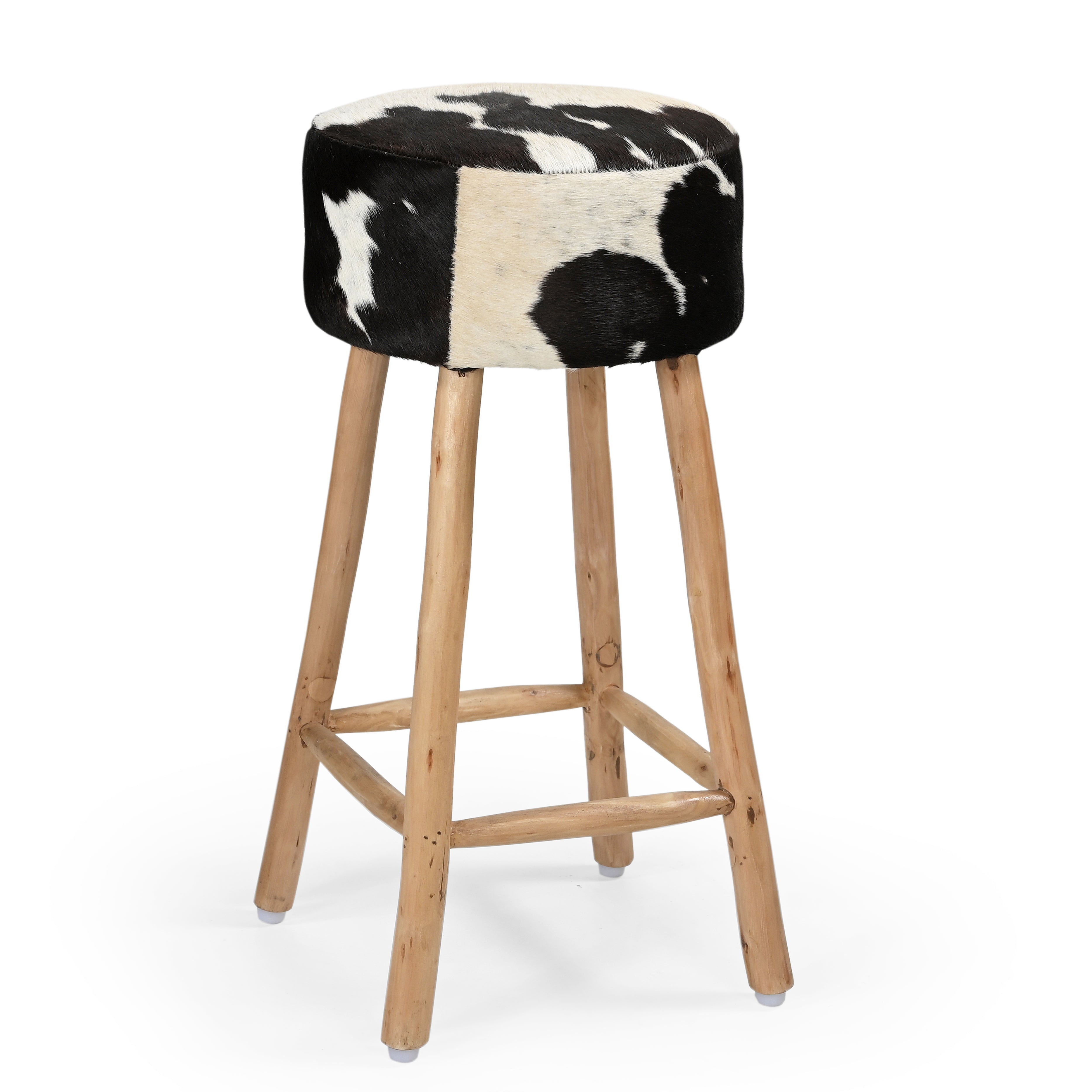 Amari Cowhide Kitchen Counter Bar Stool 78cm Wooden Legs Fast shipping On sale