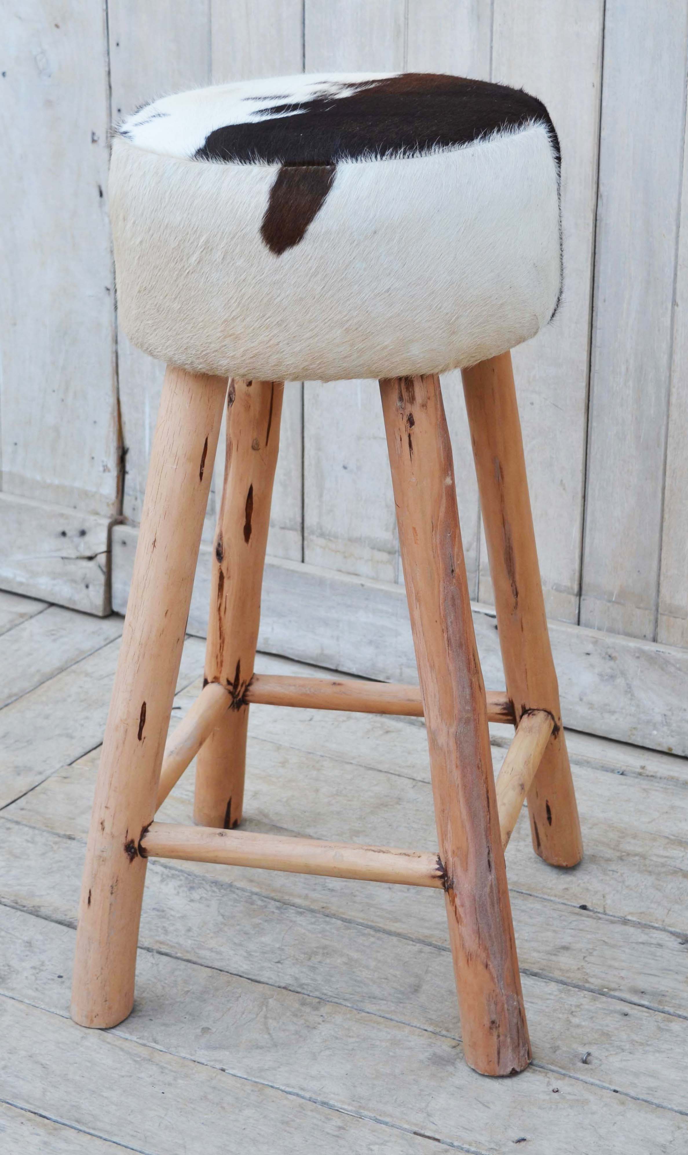 Amari Cowhide Kitchen Counter Bar Stool 78cm Wooden Legs Fast shipping On sale