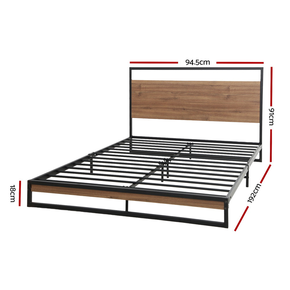Metal Bed Frame Single Size Mattress Base Platform Foundation Black Dane
