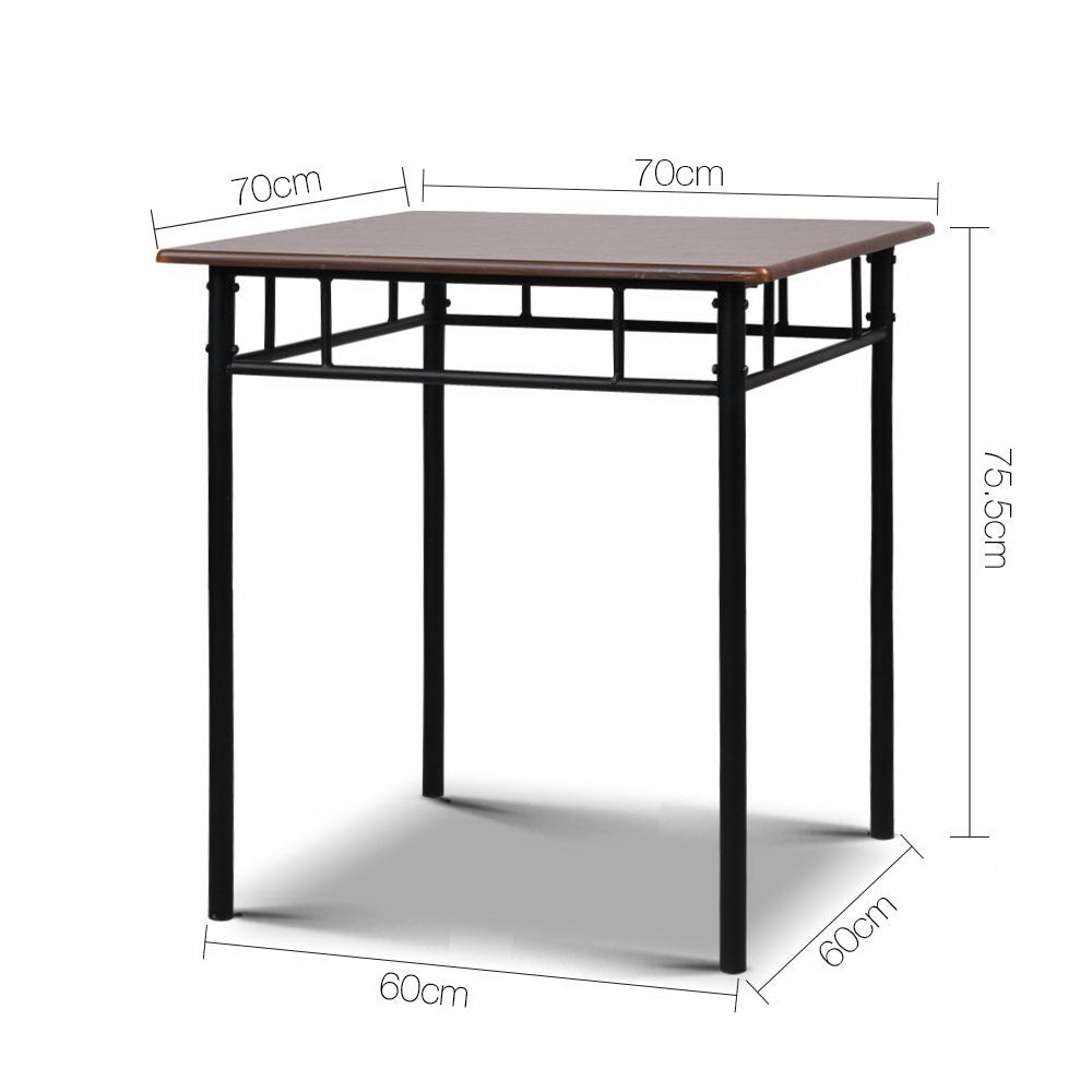 Metal Table and Chairs - Walnut & Black