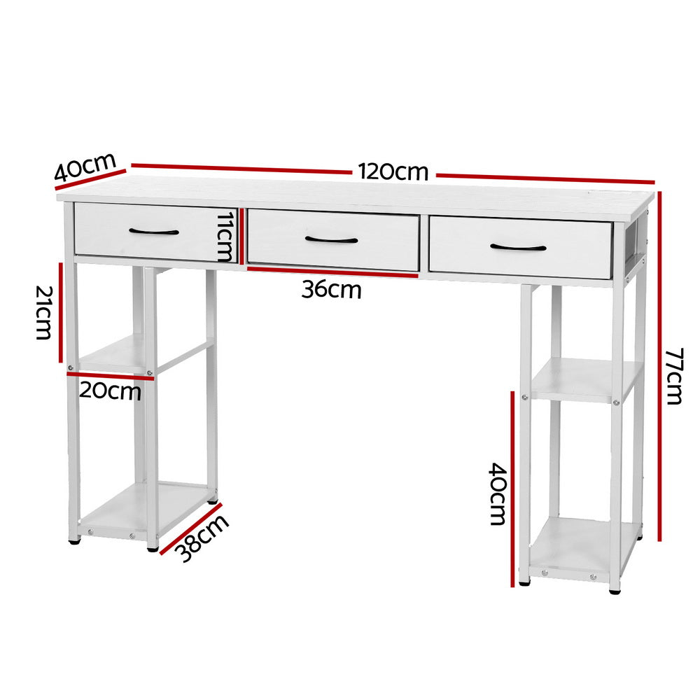 Computer Desk Drawer Shelves Study Table 120CM White Office Fast shipping On sale