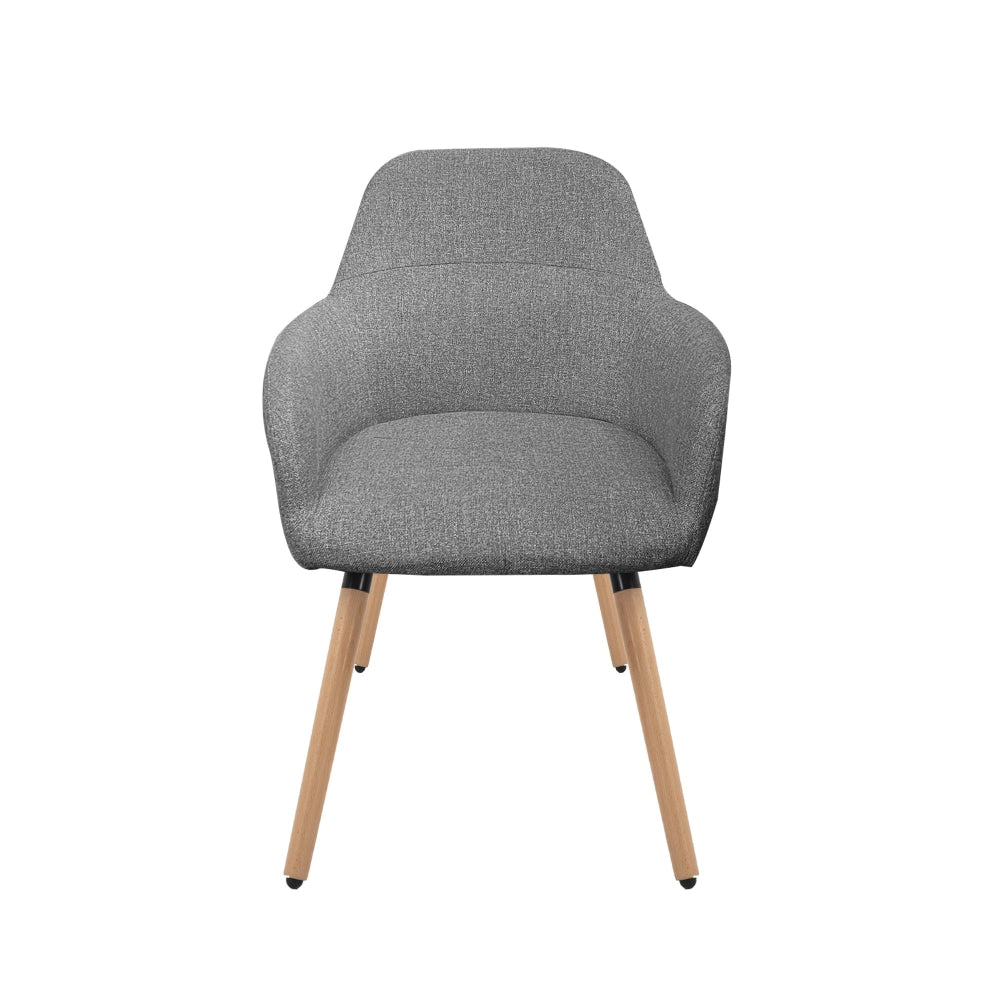 Set Of 2 Verona Fabric Dining Chair Wooden Legs - Grey Fast shipping On sale