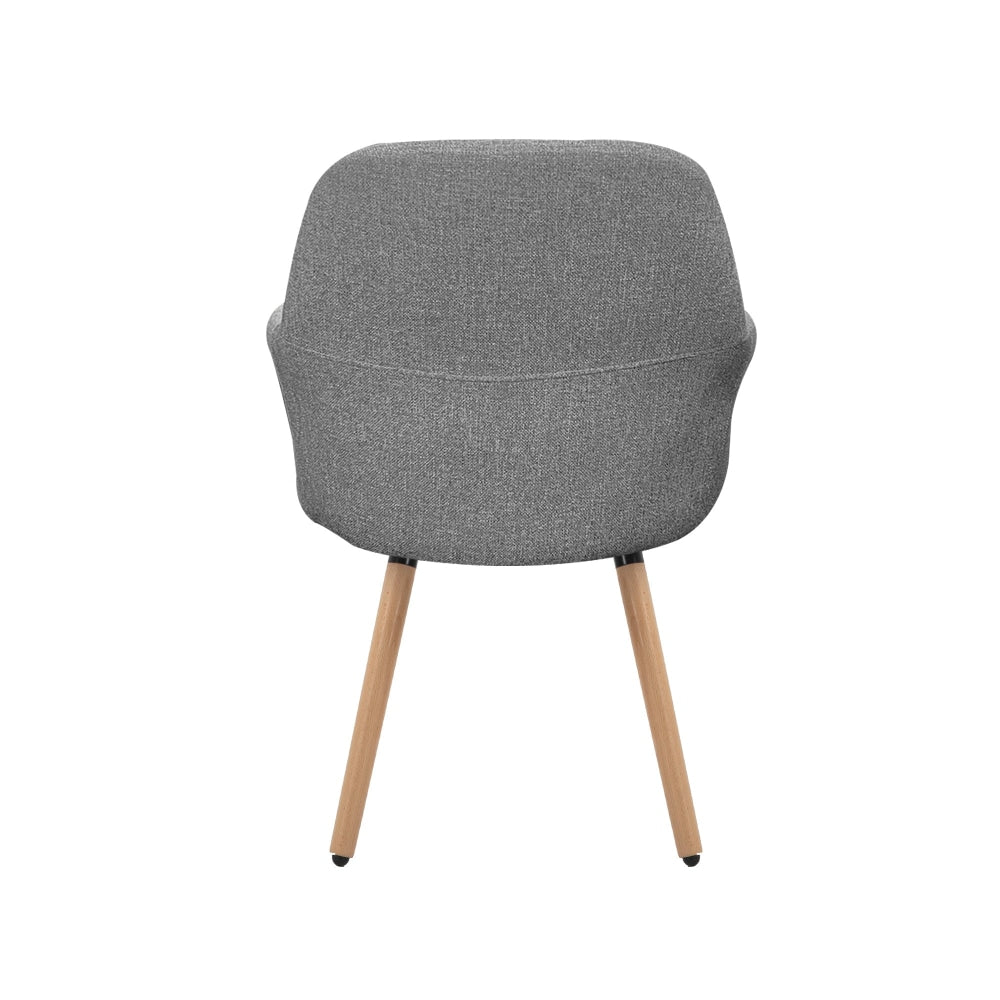 Set Of 2 Verona Fabric Dining Chair Wooden Legs - Grey Fast shipping On sale